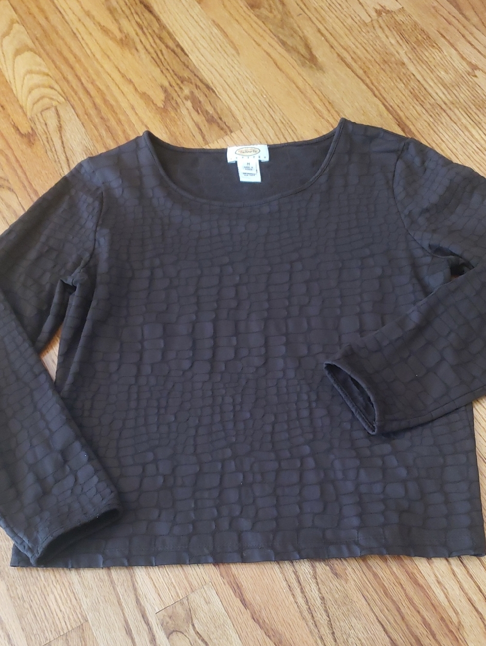 Talbots Dark Brown Croc-Pattern Top Size: MP